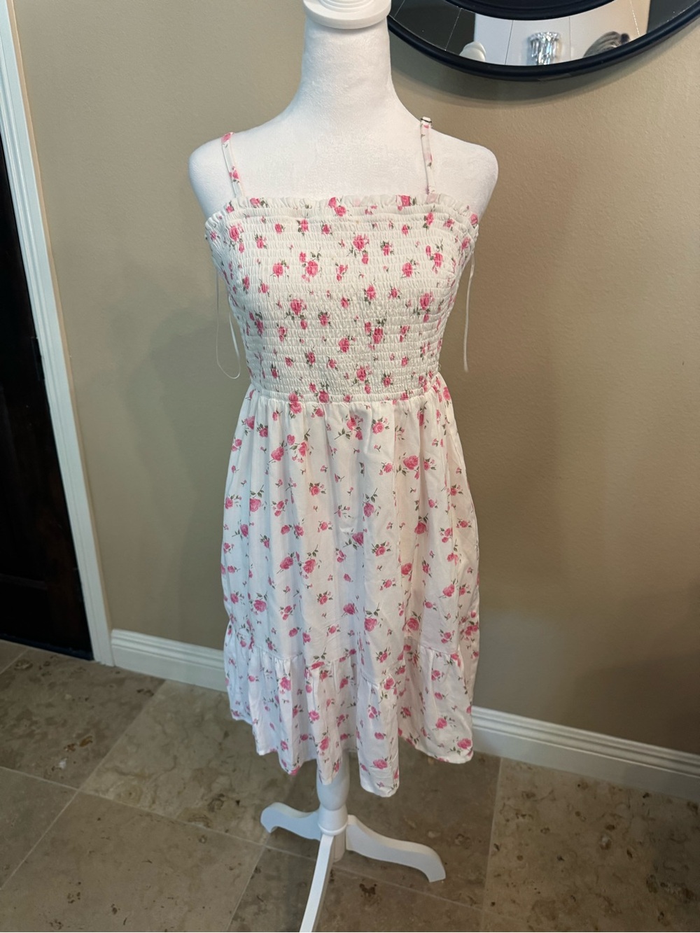 Hollister White Sundress with Pink Floral Print